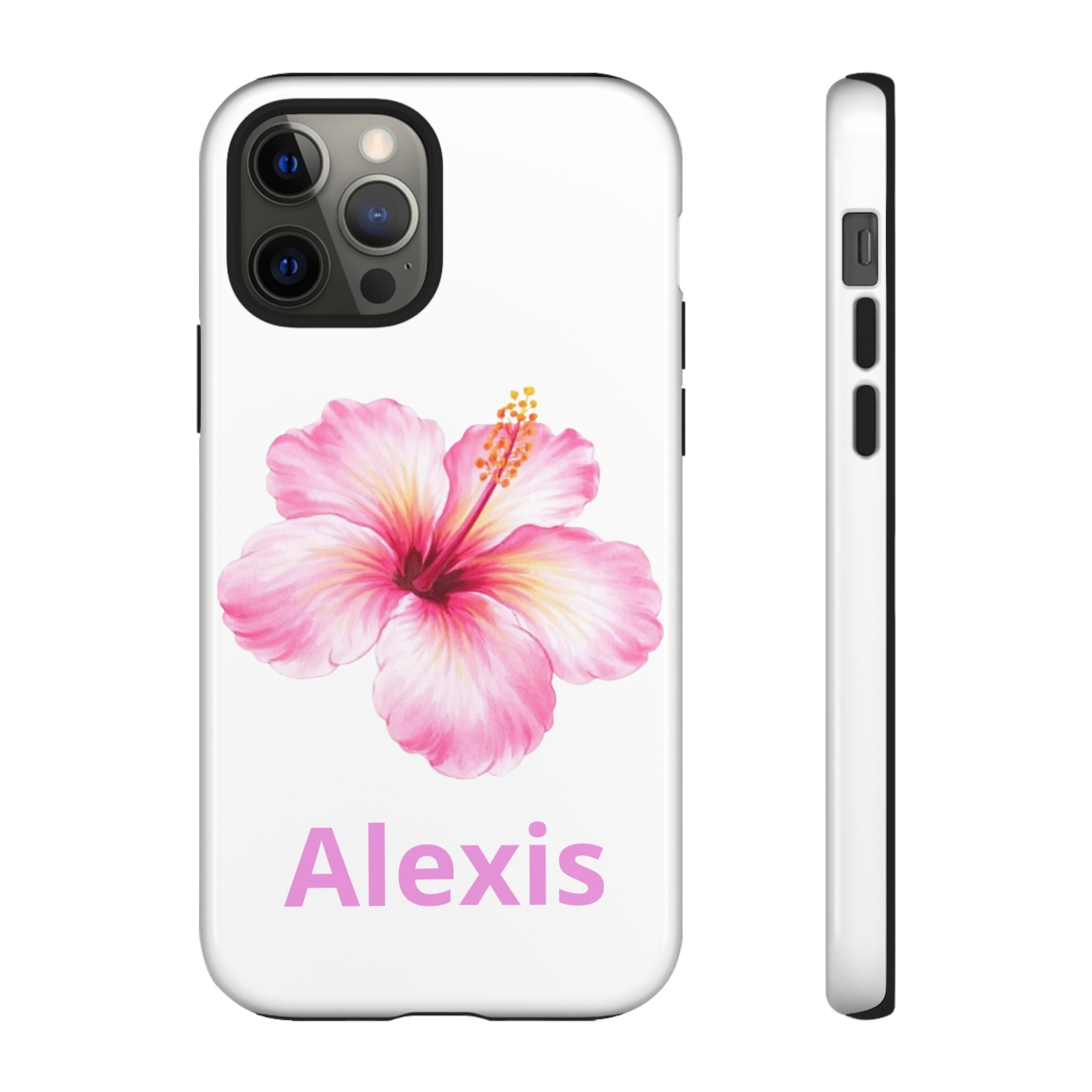 Personalized Hibiscus Phone Case — Custom Name Floral Tough Case- Pre Order
