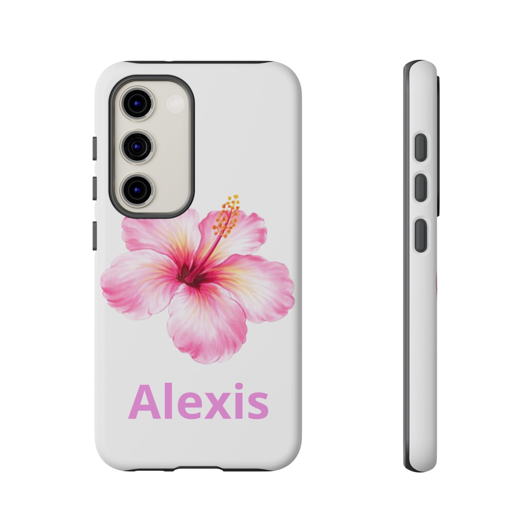 Personalized Hibiscus Phone Case — Custom Name Floral Tough Case- Pre Order