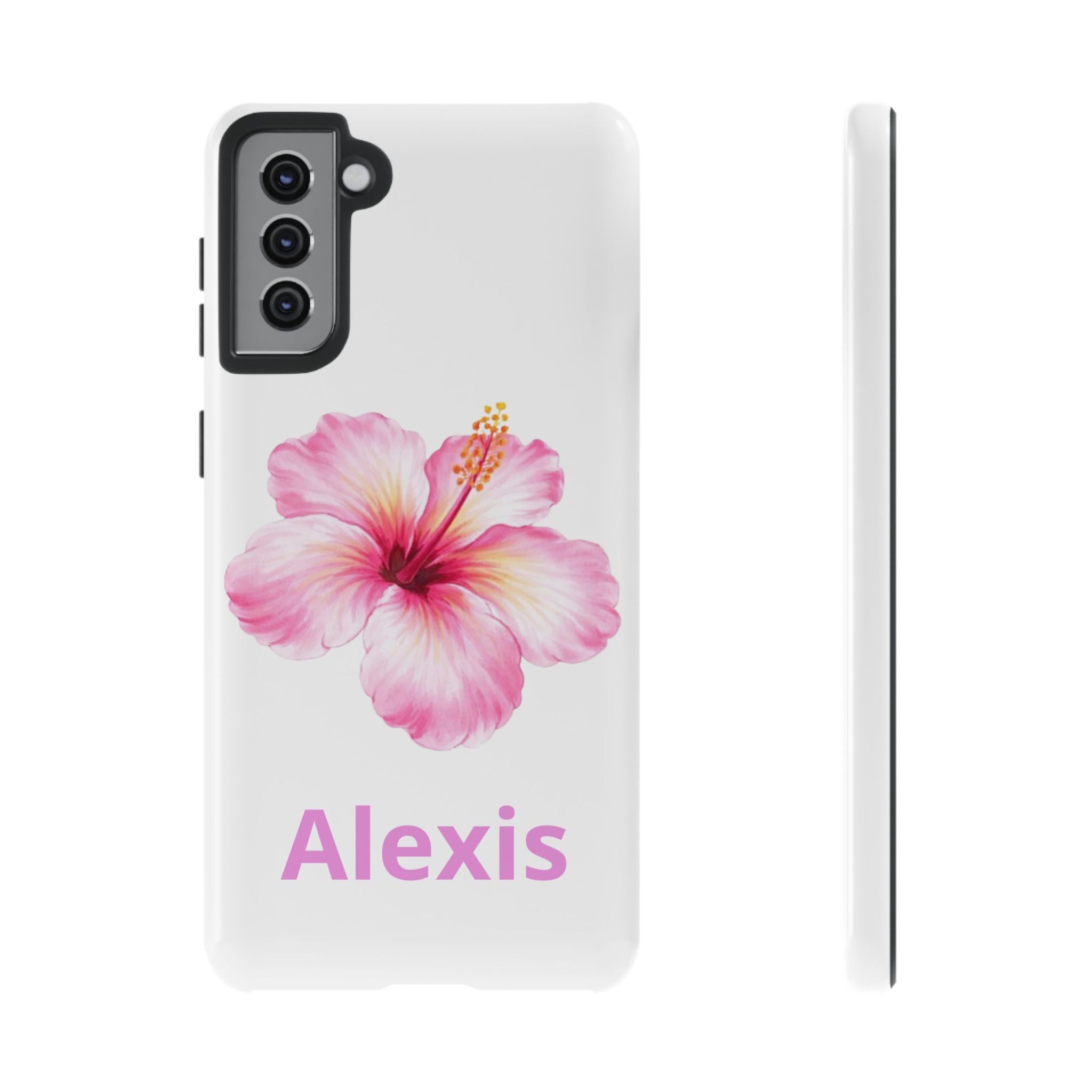 Personalized Hibiscus Phone Case — Custom Name Floral Tough Case- Pre Order