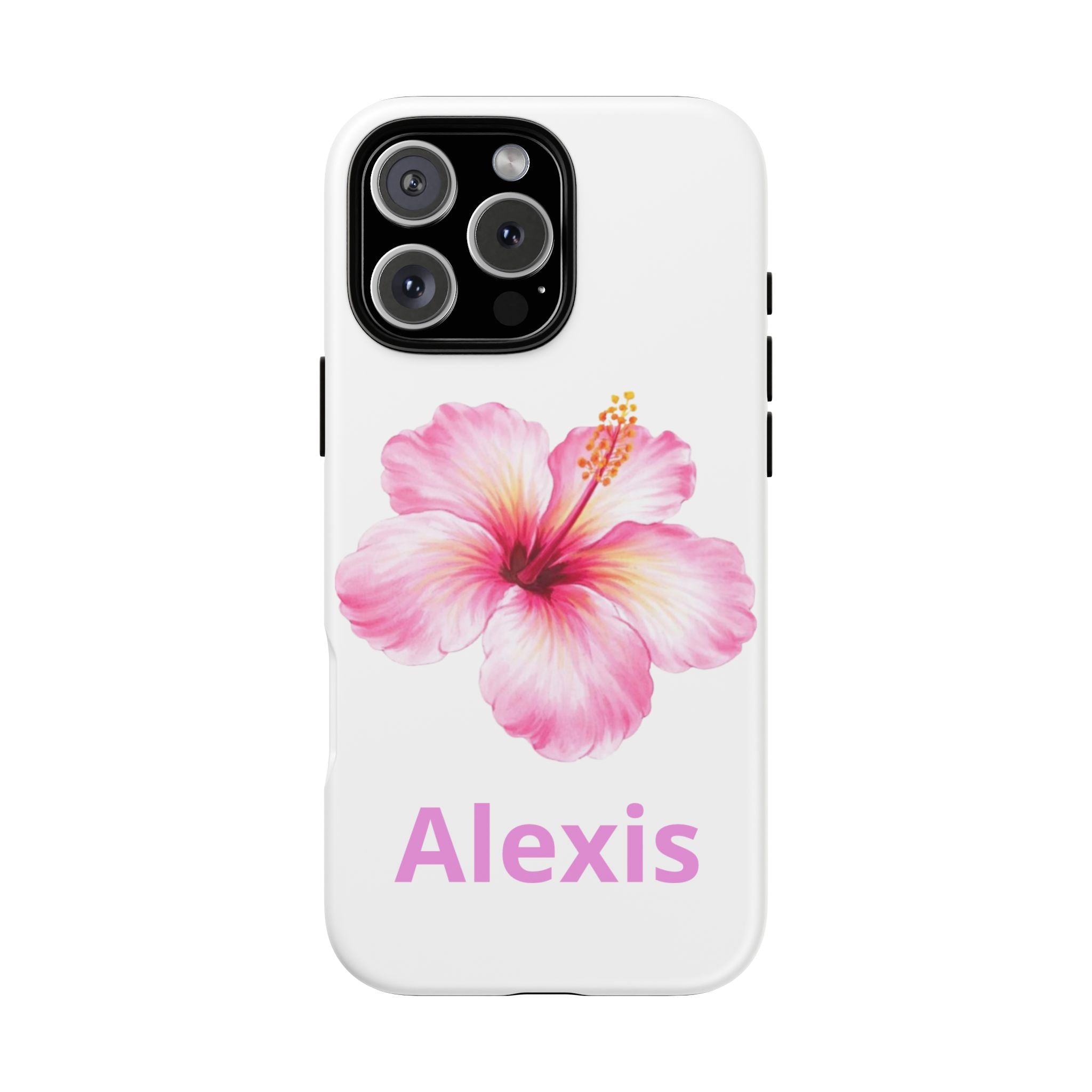 Personalized Hibiscus Phone Case — Custom Name Floral Tough Case- Pre Order