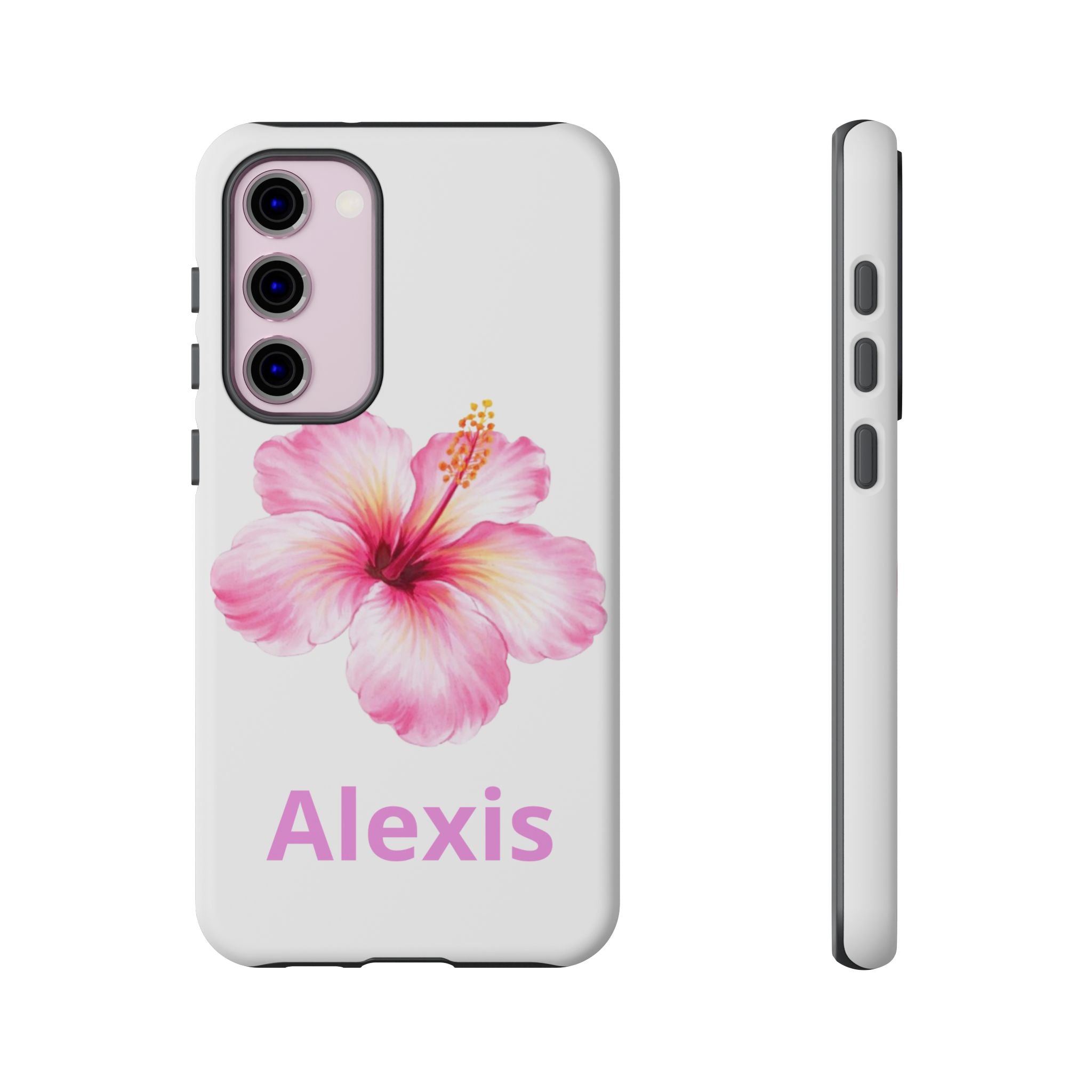Personalized Hibiscus Phone Case — Custom Name Floral Tough Case- Pre Order