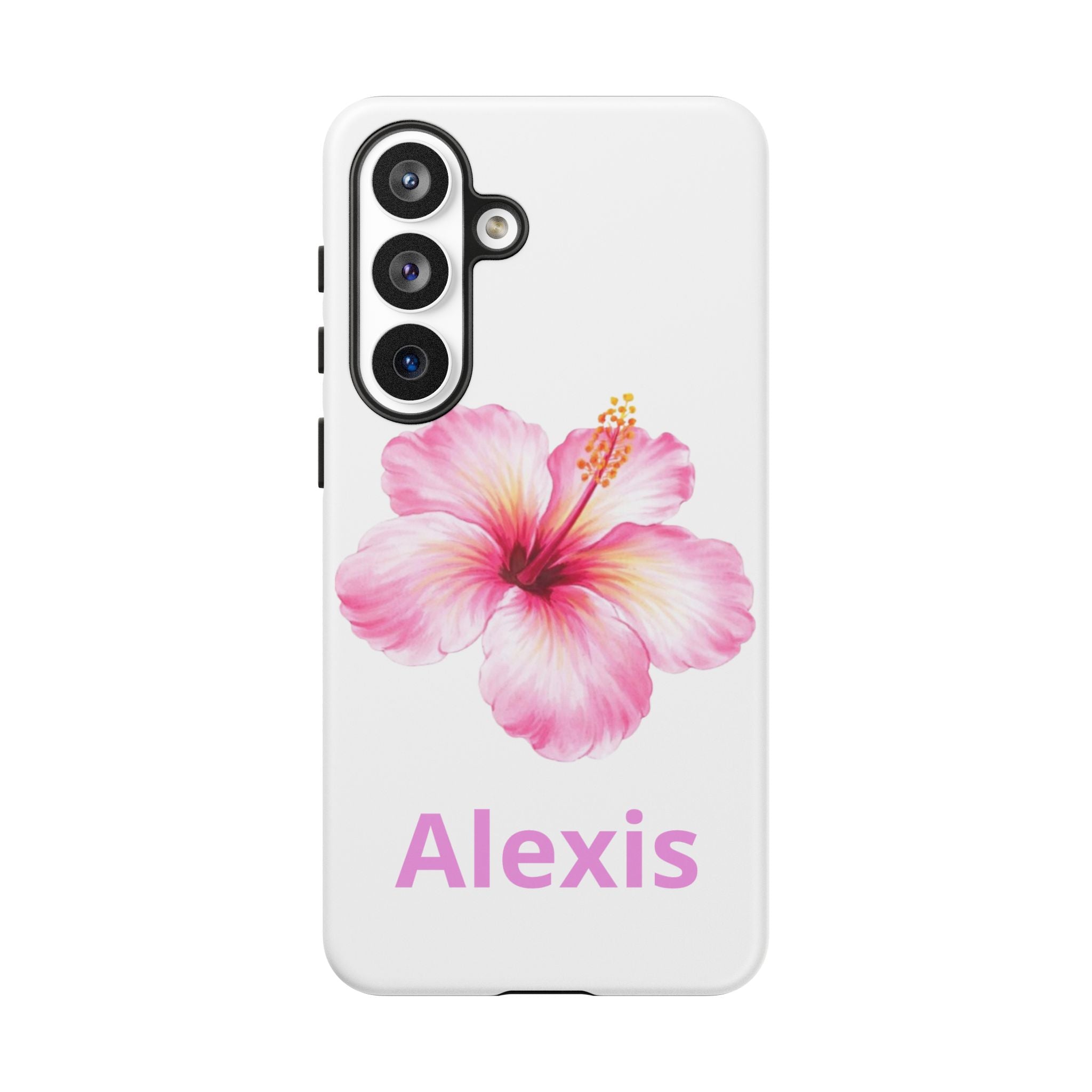 Personalized Hibiscus Phone Case — Custom Name Floral Tough Case- Pre Order