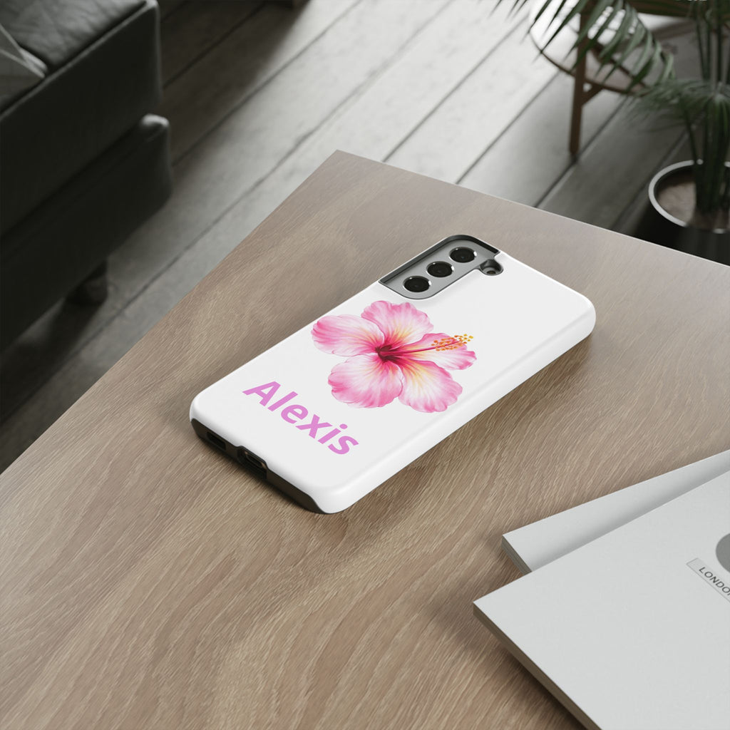 Personalized Hibiscus Phone Case — Custom Name Floral Tough Case- Pre Order
