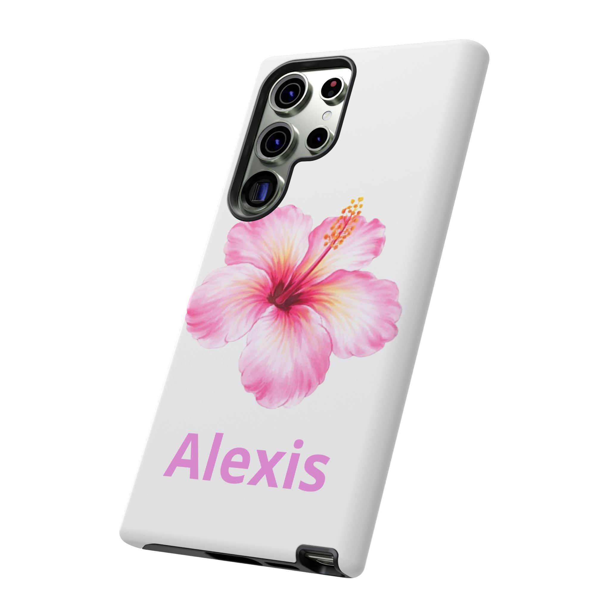 Personalized Hibiscus Phone Case — Custom Name Floral Tough Case- Pre Order