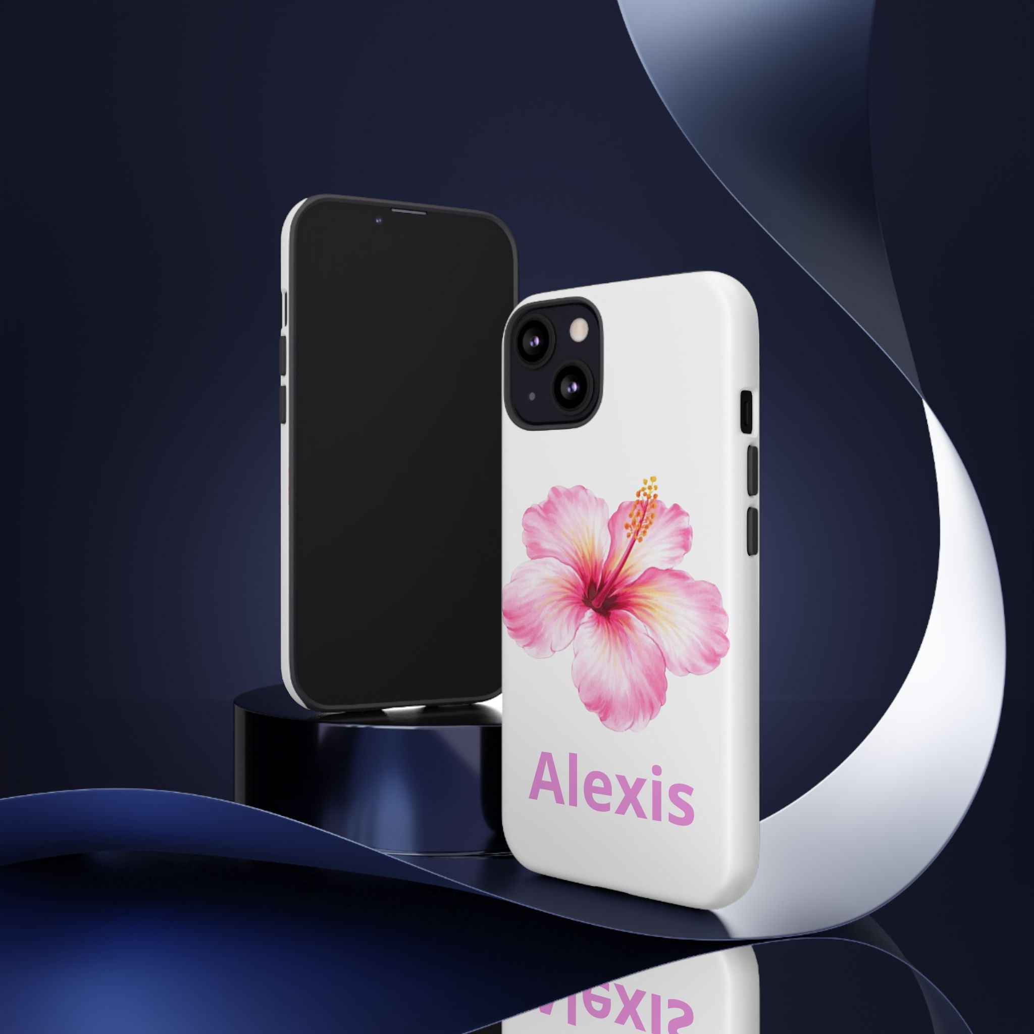 Personalized Hibiscus Phone Case — Custom Name Floral Tough Case- Pre Order