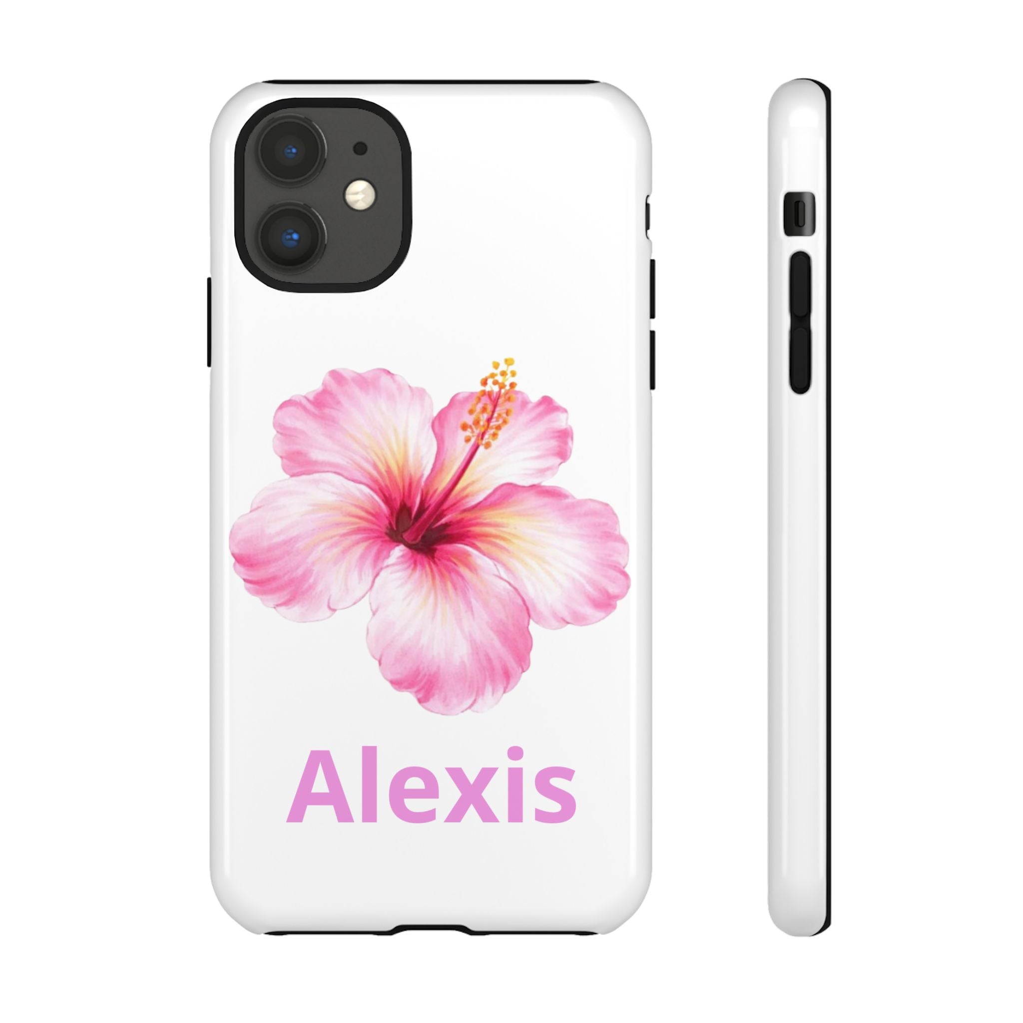 Personalized Hibiscus Phone Case — Custom Name Floral Tough Case- Pre Order