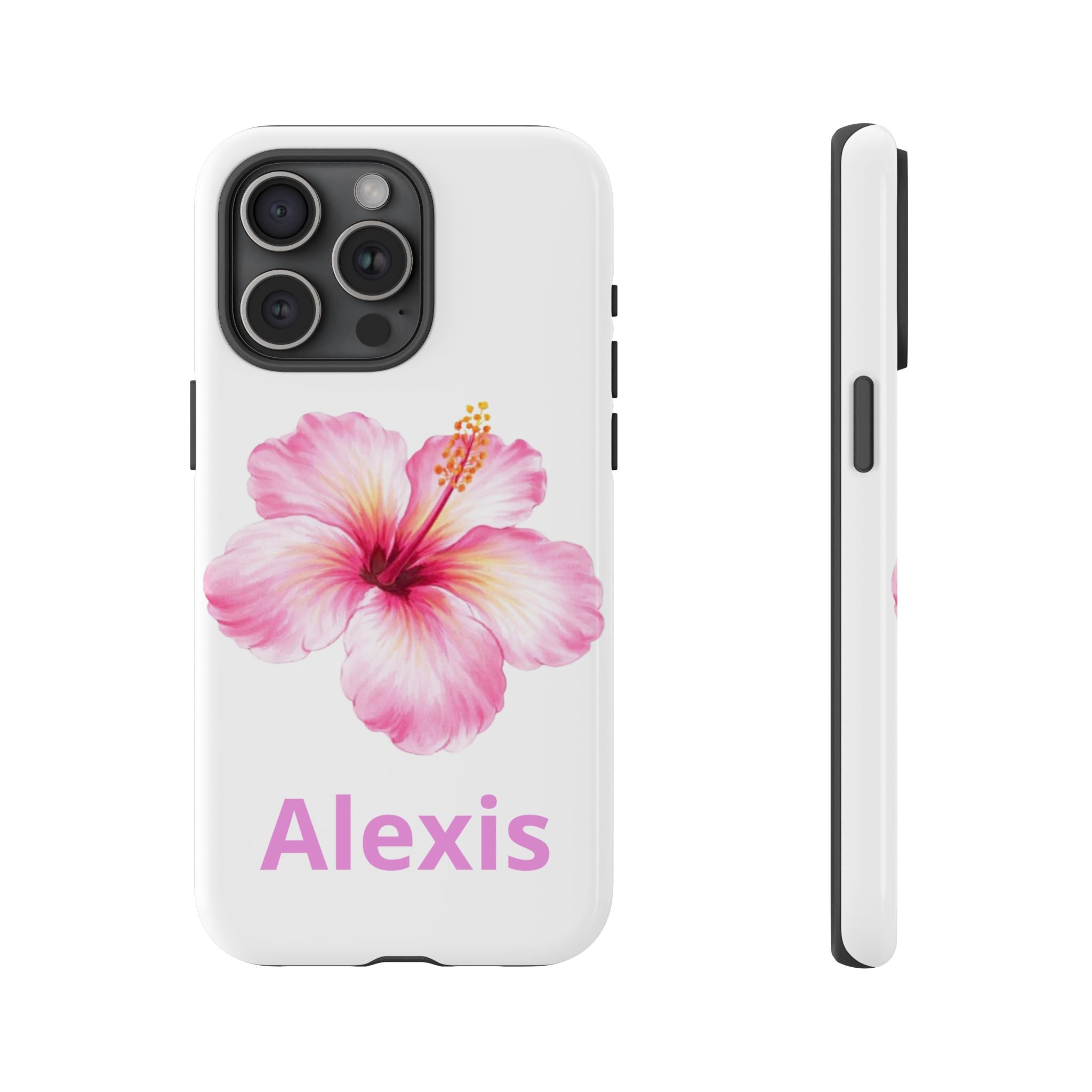 Personalized Hibiscus Phone Case — Custom Name Floral Tough Case- Pre Order