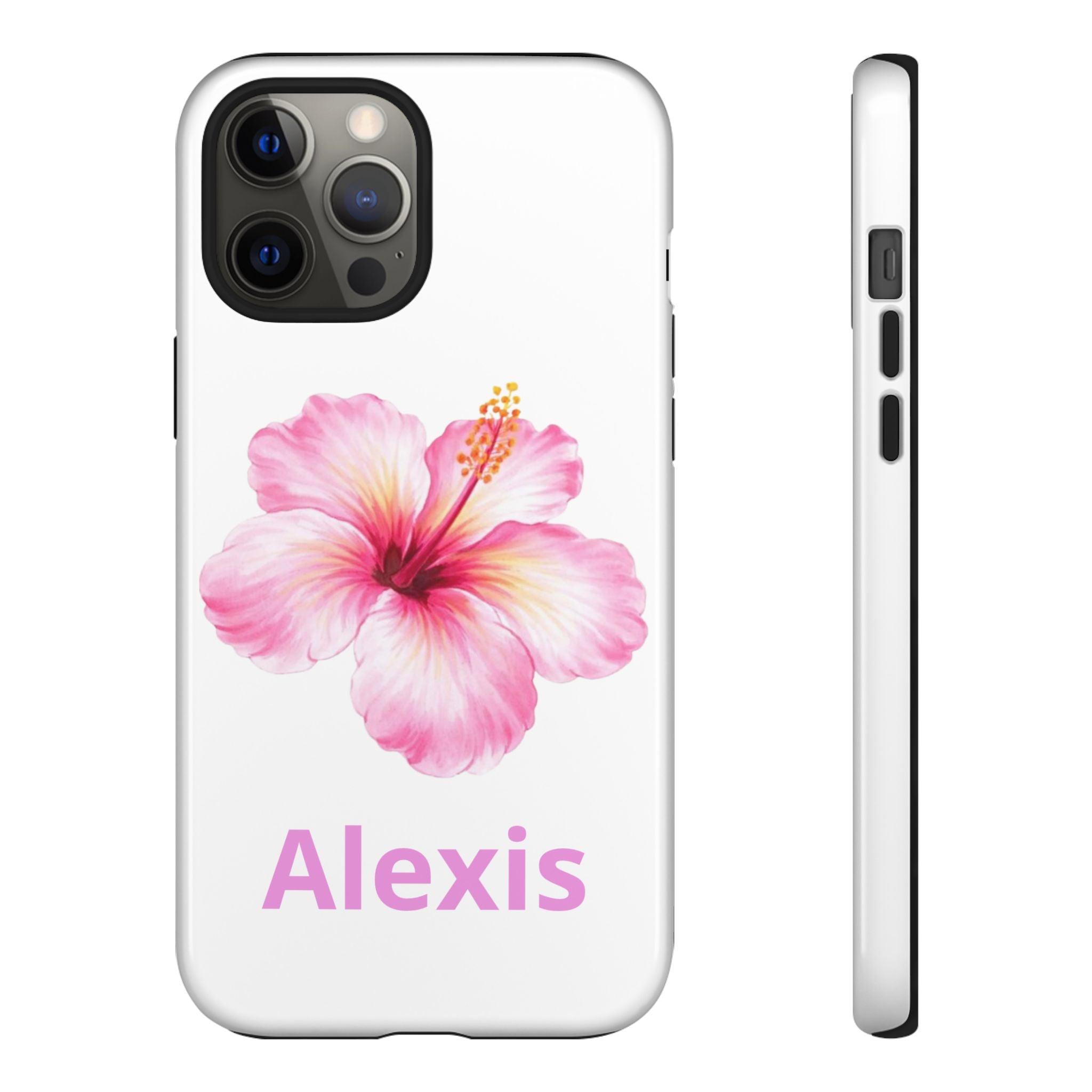 Personalized Hibiscus Phone Case — Custom Name Floral Tough Case- Pre Order