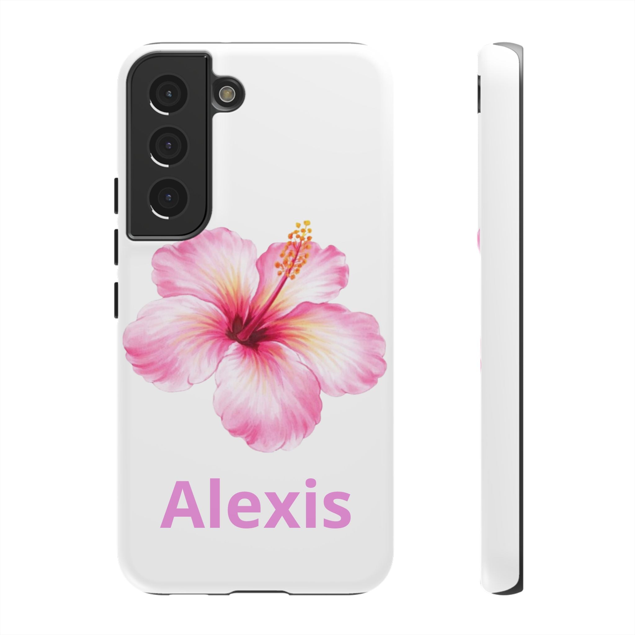 Personalized Hibiscus Phone Case — Custom Name Floral Tough Case- Pre Order